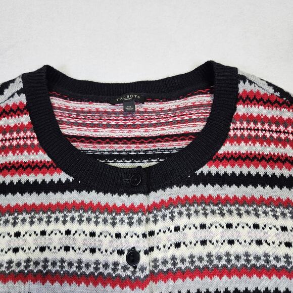Talbots Womens Plus Size 1X Cardigan Sweater Fair Isle Lambswool Holiday Nordic - Picture 3 of 13